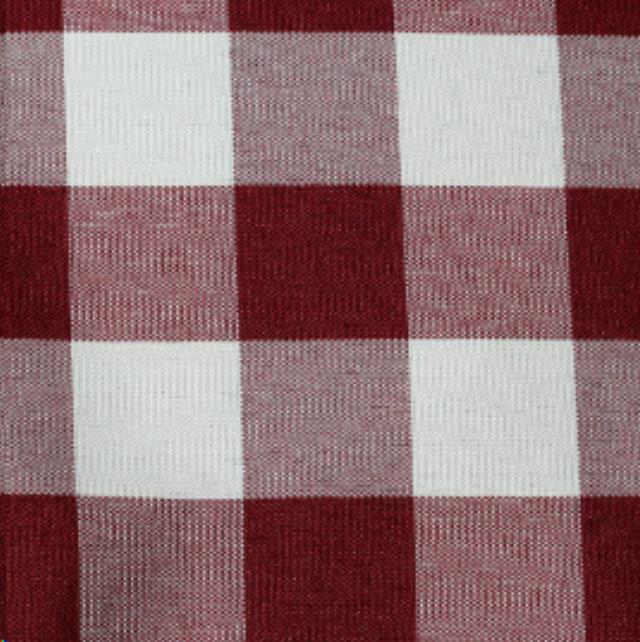 Rental store for BURGUNDY WHITE POLY CHECK LINEN in Mt Pleasant MI
